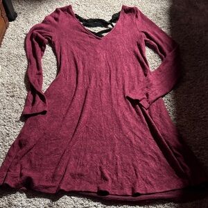 A. Byer Burgundy Long Sleeve Dress